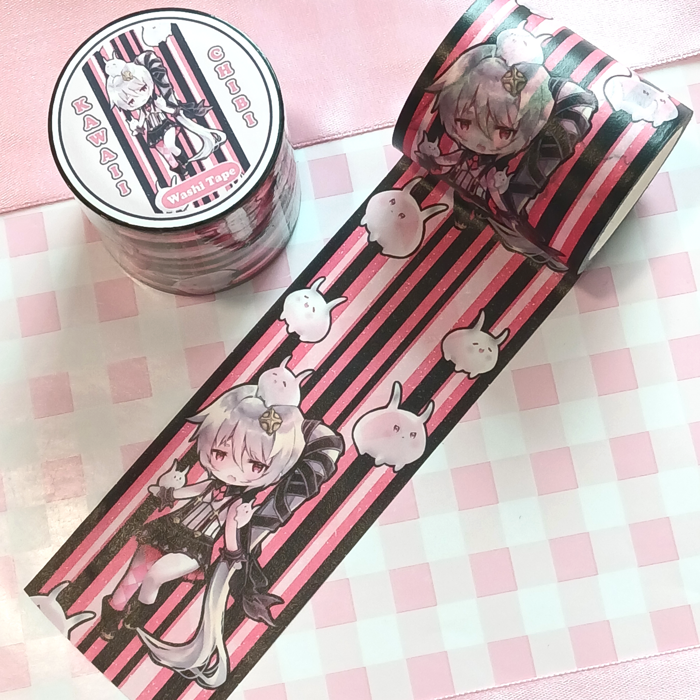 50mm Chibi Stripe Anime Washi Tape