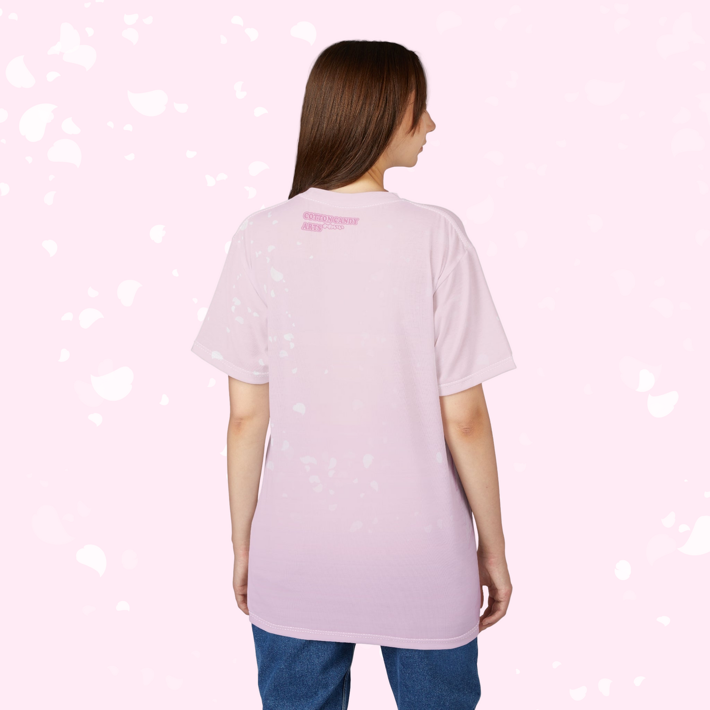 Sakura Petals Anime Graphic Tee - Pastel Pink