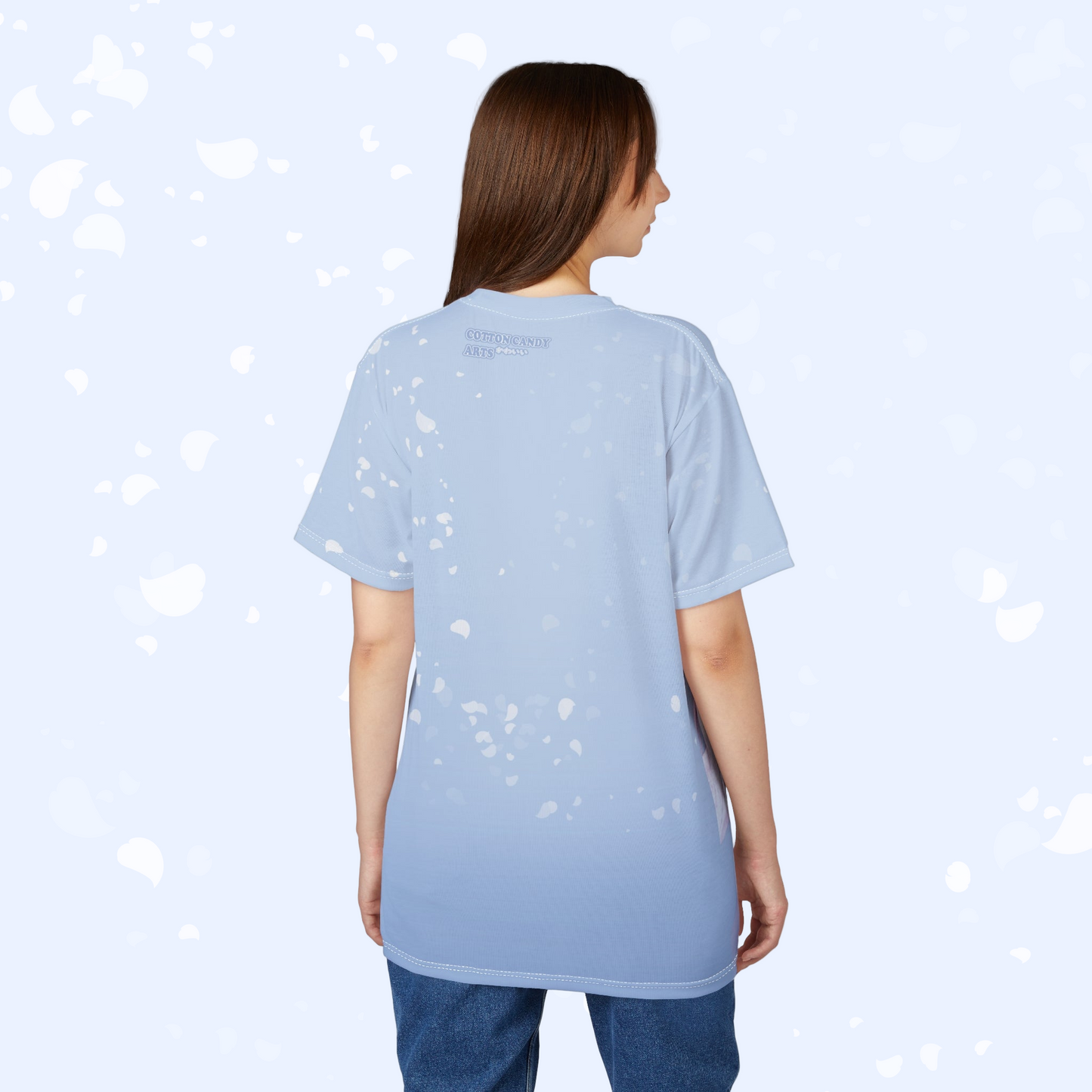 Sakura Petals Anime Graphic Tee - Pastel Blue