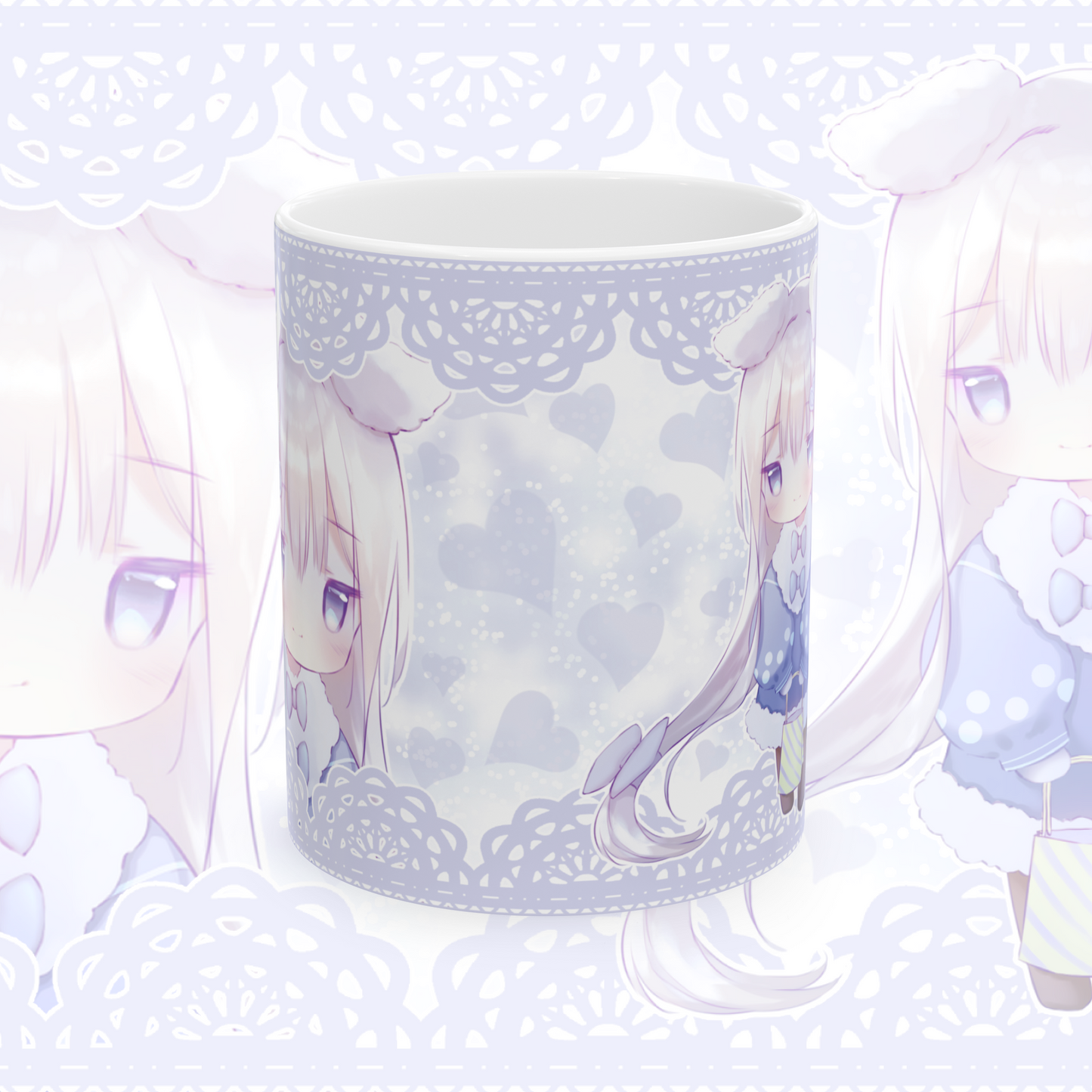11oz Ceramic Anime Mug - White Wolf