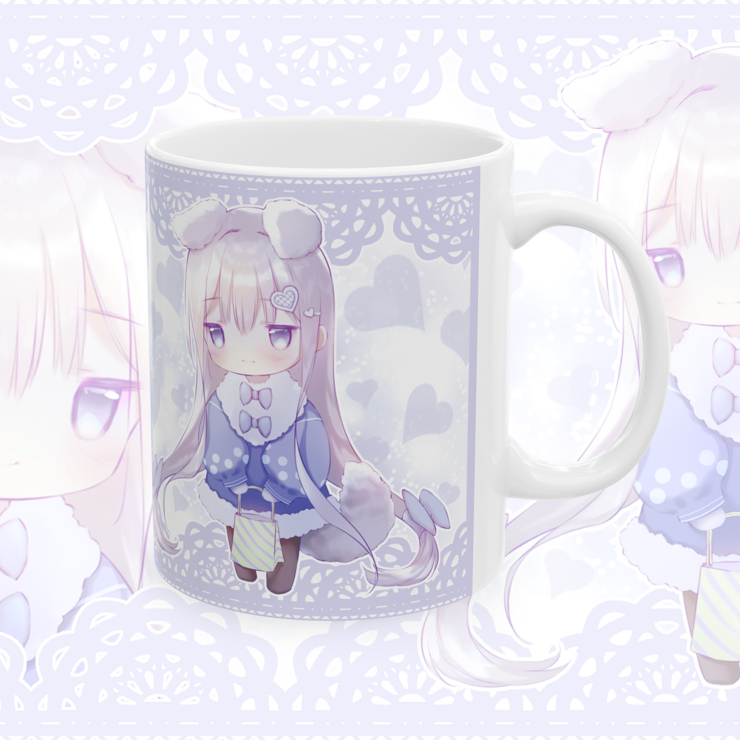 11oz Ceramic Anime Mug - White Wolf