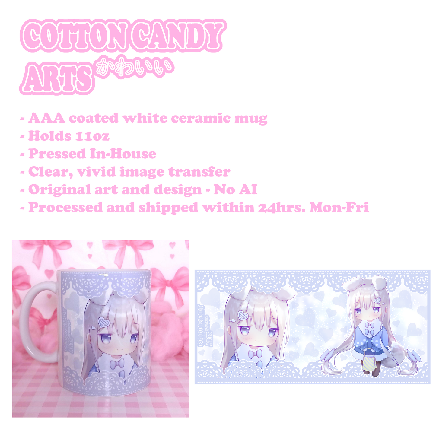 White Wolf Chibi- 11oz Ceramic Art Mug