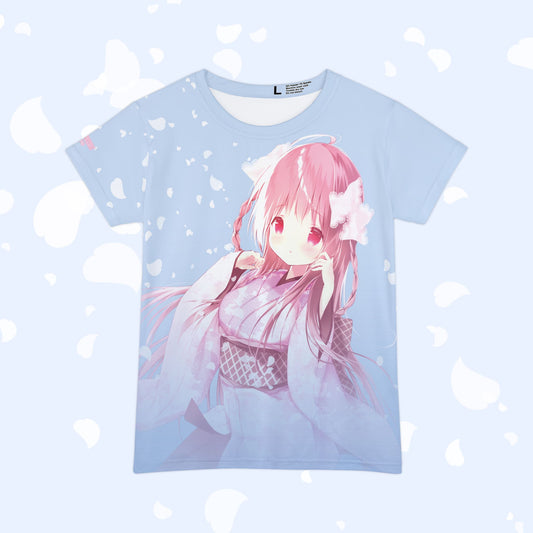 Blue Sakura Petals - Women's Harajuku Anime Top