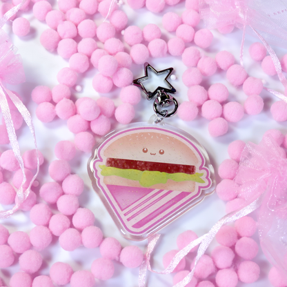 Kawaii Burger - Glitter Keychain Charm