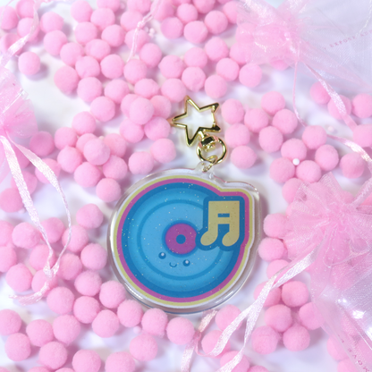 Kawaii Record - Glitter Keychain Charm