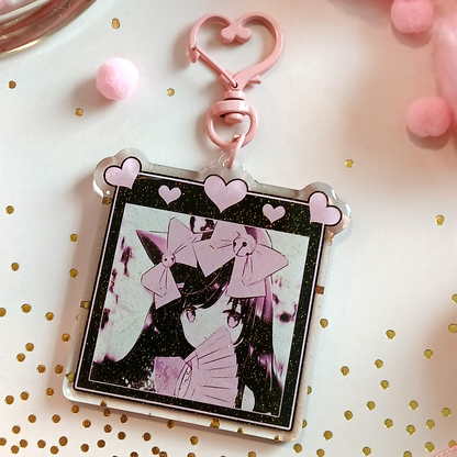 Black Coquette - Glitter Keychain Charm