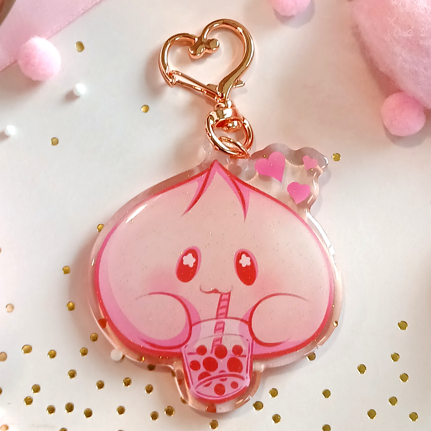 Kawaii Boba Mochi - Glitter Keychain Charm