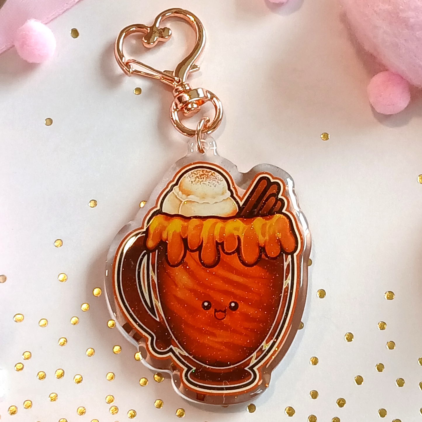 Spiced Caramel Swirl - Glitter Keychain Charm