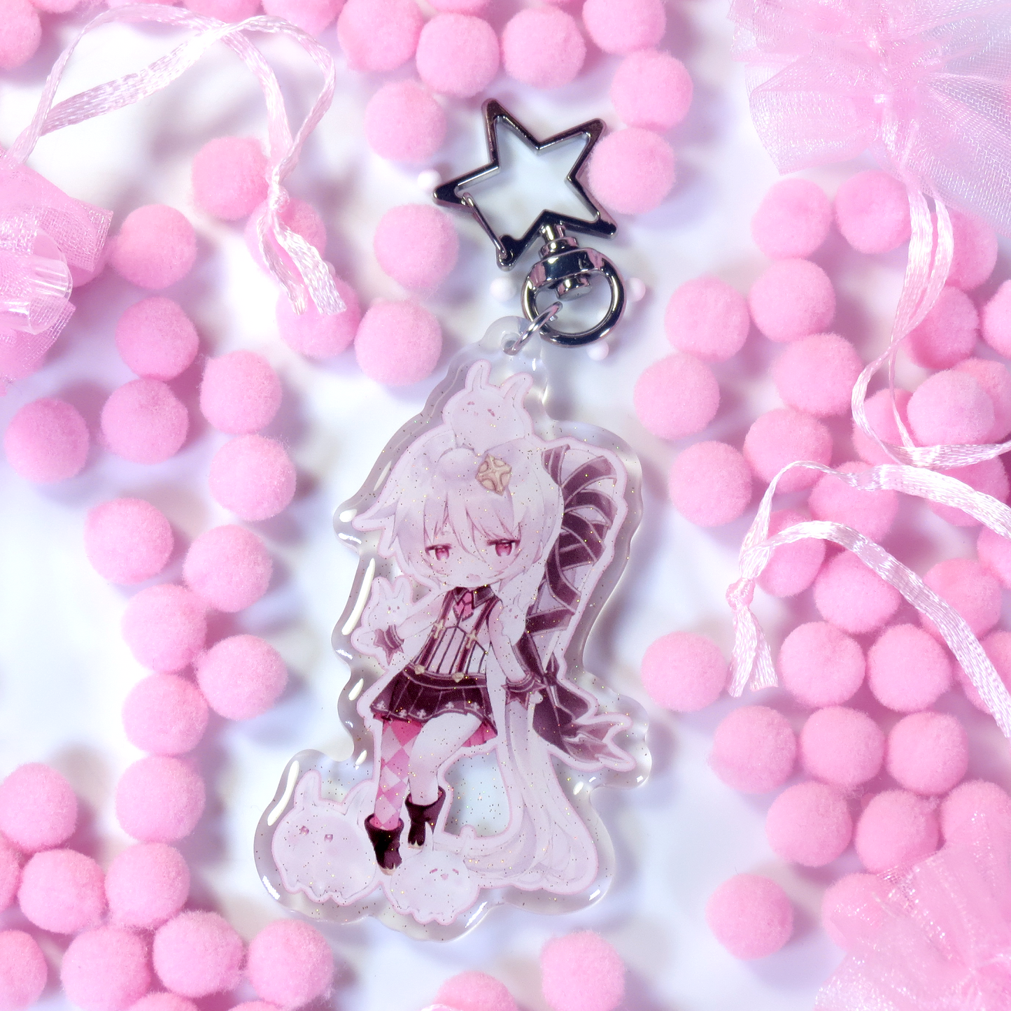 Kawaii Chibi - Glitter Keychain Cham