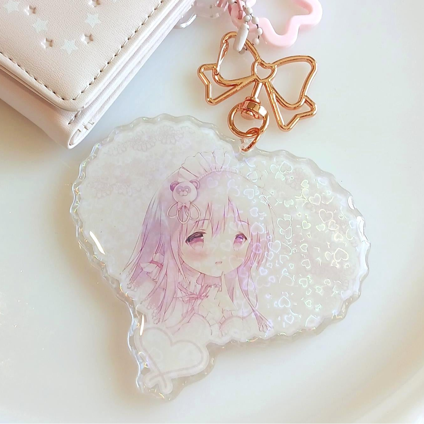 Coquette Lace Heart | Holographic Anime Charm