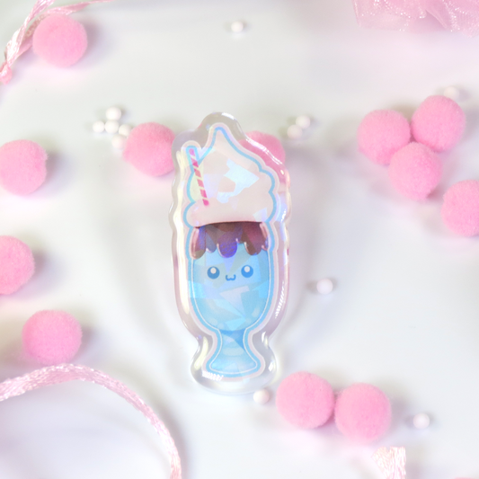 2" Holographic Pin - Kawaii Malt Shake