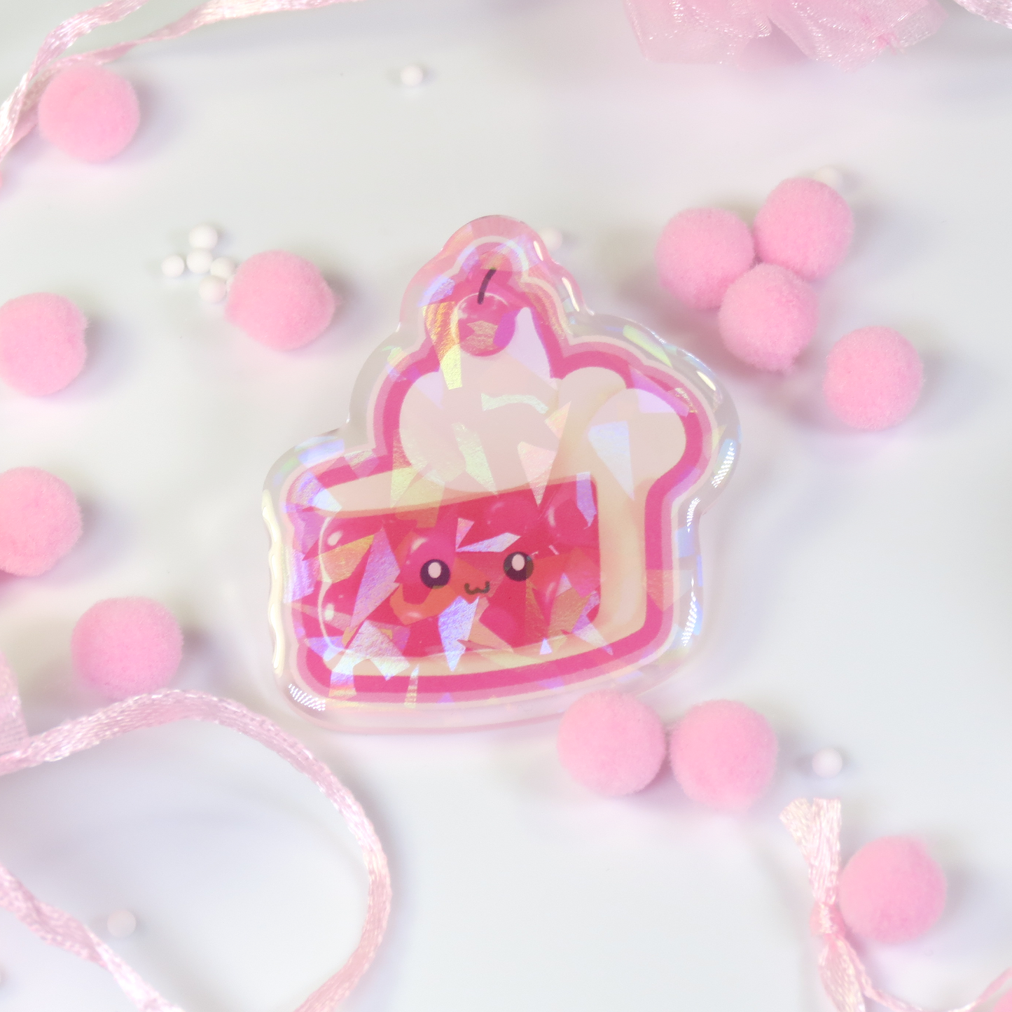 2" Holographic Pin - Kawaii Pie