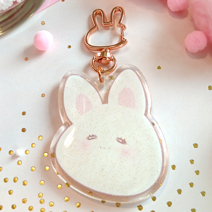 Kawaii Bunny - Glitter Keychain Charm