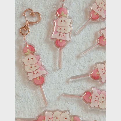 Kawaii Strawberry Dango - Glitter Keychain Charm