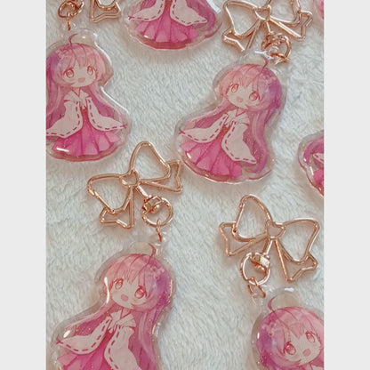 Anime Miko Chibi - Glitter Keychain Charm