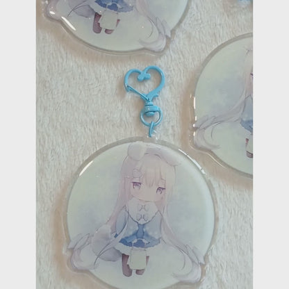 Anime White Wolf Chibi - Glitter Keychain Charm