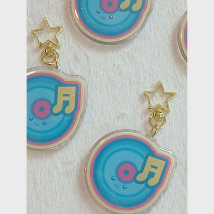 Kawaii Record - Glitter Keychain Charm