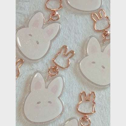 Kawaii Bunny - Glitter Keychain Charm