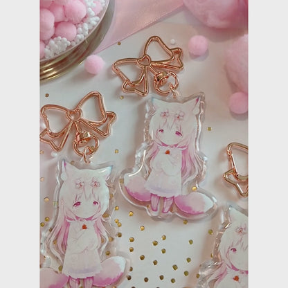 Anime Fox Chibi - Glitter Keychain Charm