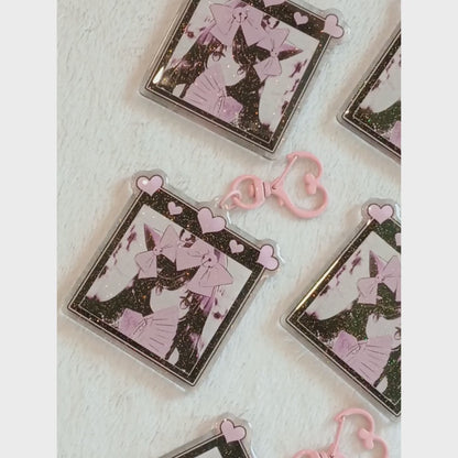 Black Coquette - Glitter Keychain Charm