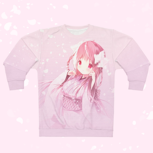 Sakura Petals Anime Sweatshirt - Pastel Pink