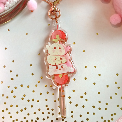 Kawaii Strawberry Dango - Glitter Keychain Charm